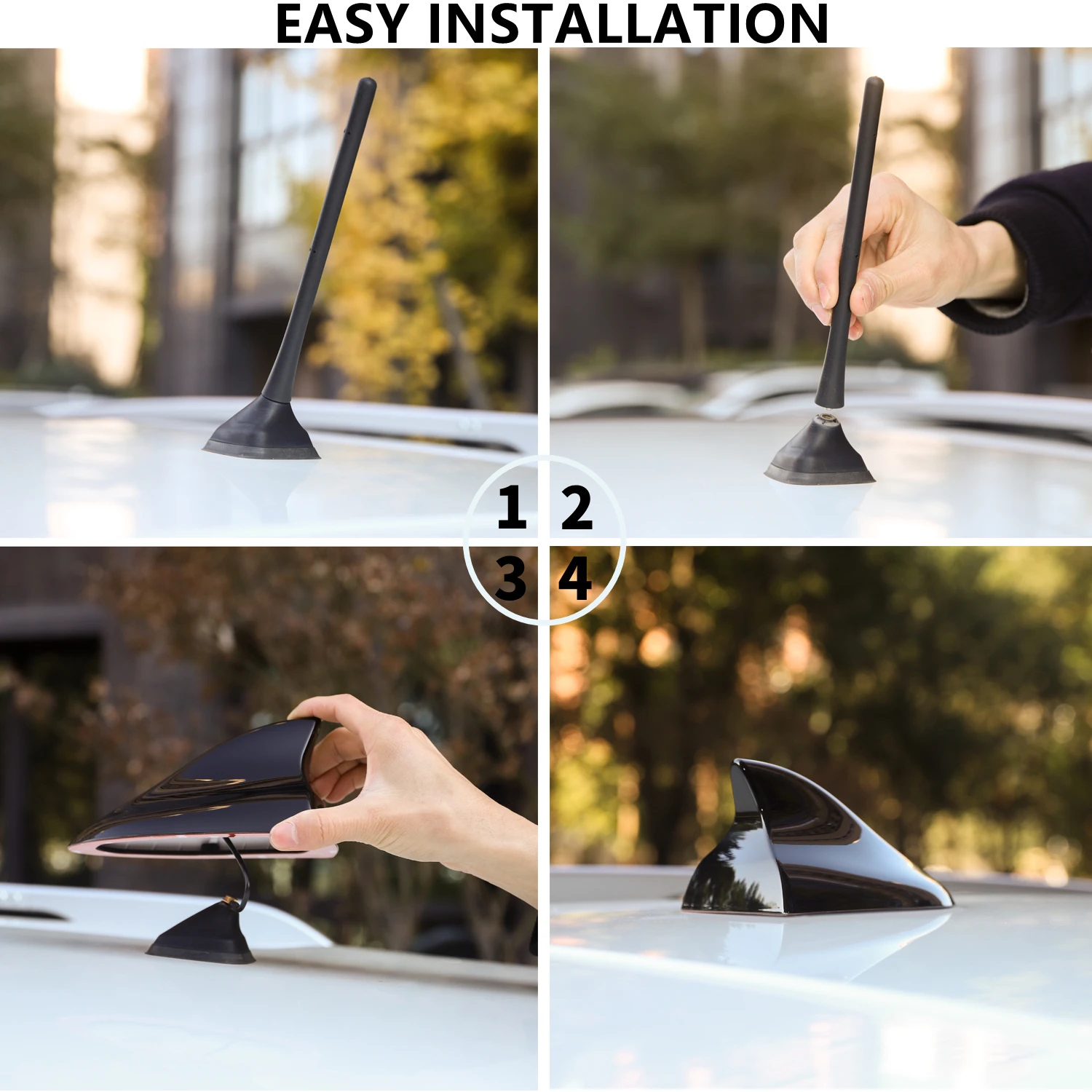 Ramble FM Signal Amplifier Car Exterior Roof Shark Fin Antennas Radio FM Aerial Radio Signal Roof Antenna for Nissan Juke