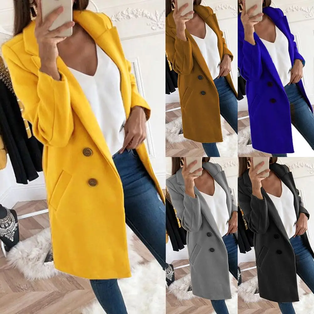 2020 Turn-Down Collar Coat Women Long Sleeve Warm Long Coat Autumn Winter Wool Women Jackets Coat Big Size Jackets Big Size 5XL