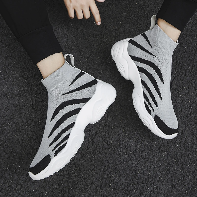 Summer Socks Sneakers Men Slip on Sports Shoes Man High Top Fashion Running Unisex Breathable 2021 Casual Women Boots Large Size