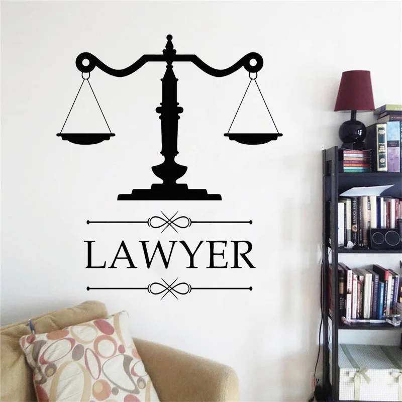 Wallpaper Decor Of Law Firm Logo Lawyer Wall Vinyl Decal Personalization Sticker Company Name Justice Scale Window Decoration