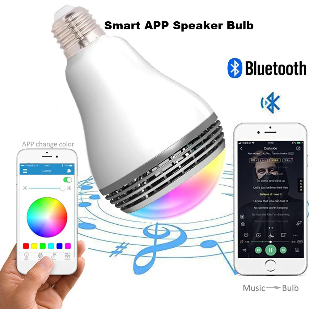 WiFi Music Speaker LED Bulb Smart Wireless Bluetooth Timer Lamp Bulbs APP Control Louderspeaker For Party Home Holiday Gift