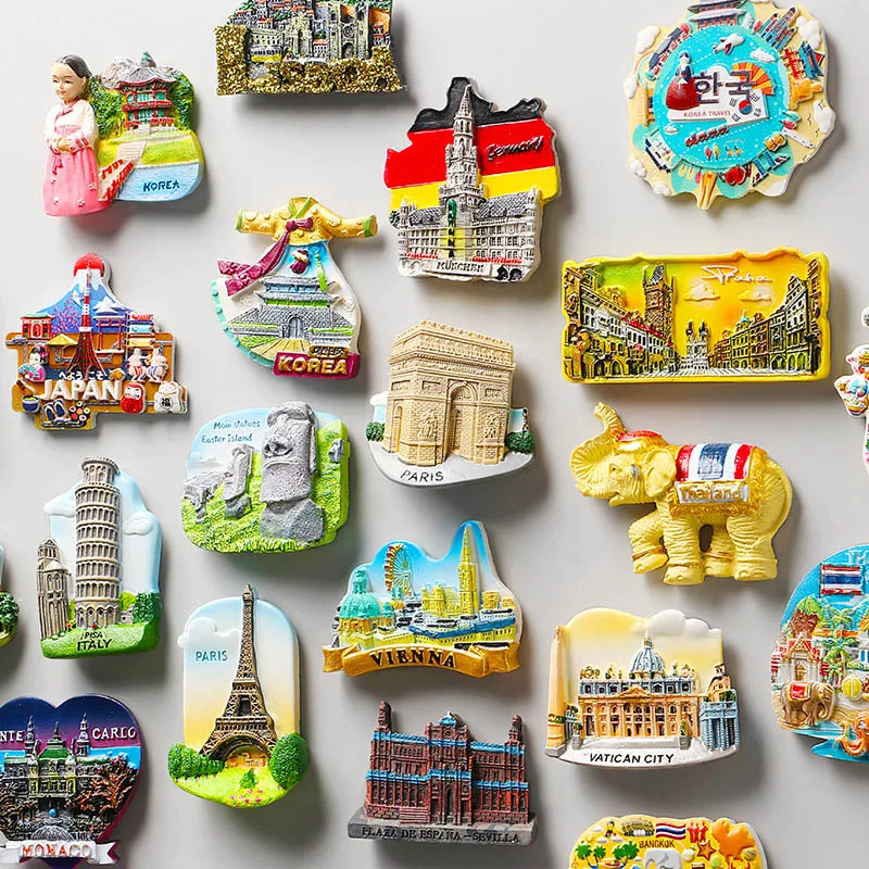 Magnetic stickers refrigerators World tourist souvenirs France Paris Japan Travel fridge magnets Prague Thailand Germany Italy