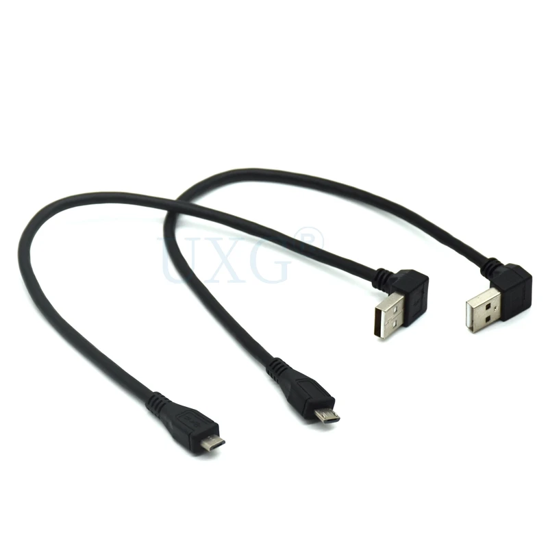 Вверх и вниз Угловой 90 градусов USB 2,0 AM штекер к микро usb штекер прямой зарядный кабель для передачи данных для планшета мобильный телефон 25 см