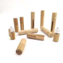 5 10ml Natural Bamboo Wood Bottle Perfume Empty Oil Bottle Stainless Roll On Ball Perfume Aromatherapy Bottle Oil Roller Bottle