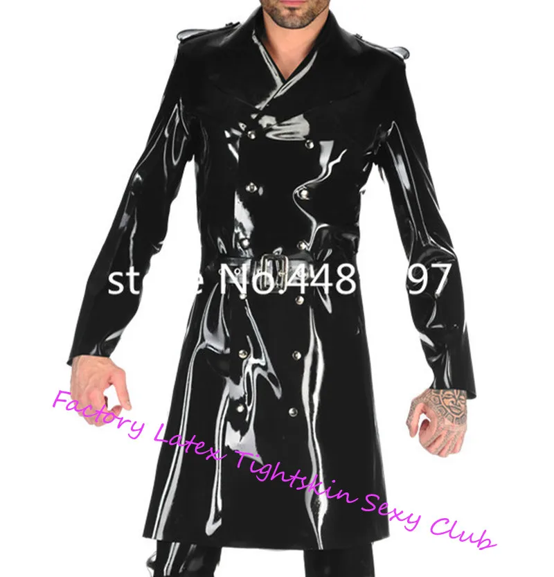 100% Nature Latex Men's Suit long gown Rubber Latex Raincoat For Men