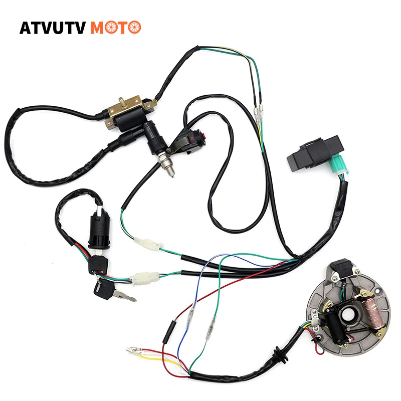 

Motorcycle Wiring Loom Harness Kill Switch Ignition Coil CDI Spark Plug Magneto coil Stator For ATV 50CC 70CC 110C Go Kart Buggy