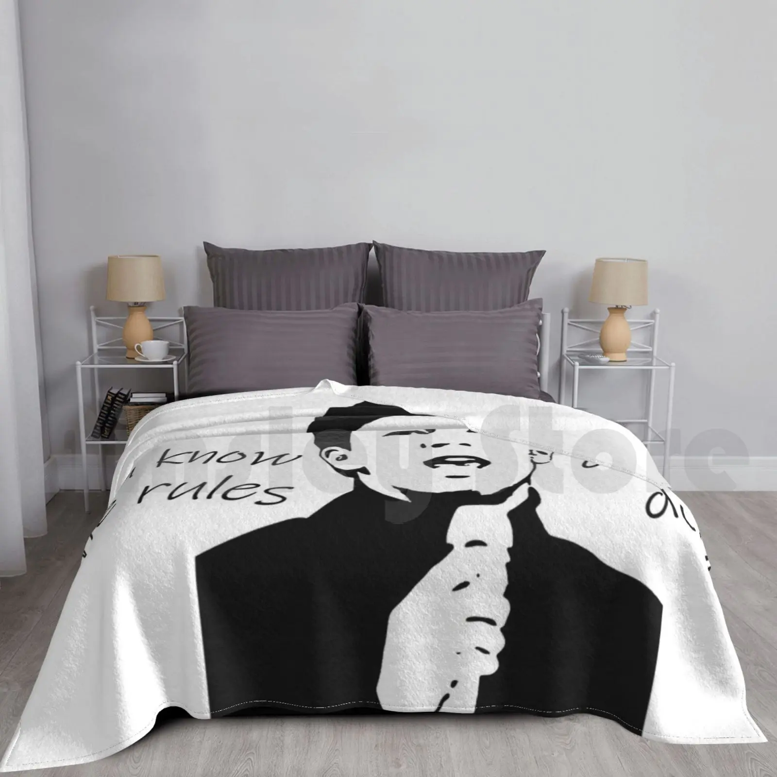 Rick Astley's 2m Rule Blanket Fashion Custom Rick Astley 2 Meters Funny Pun Quarantine Song Lyrics Black