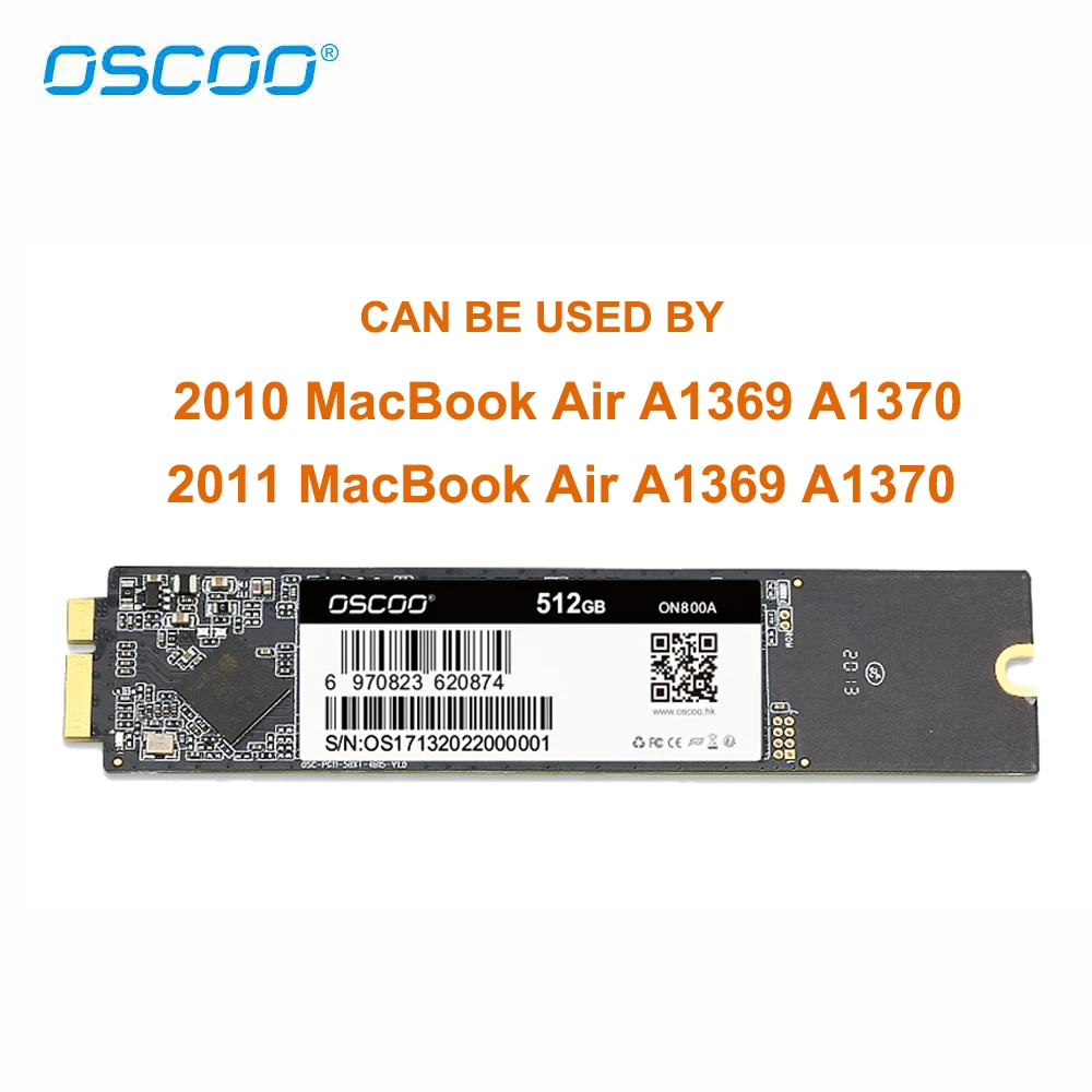 OSCOO 512GB 1TB SSD For MacBook Air 2010 2011 A1369 A1370 TLC Hard Drive Capacity Upgrade