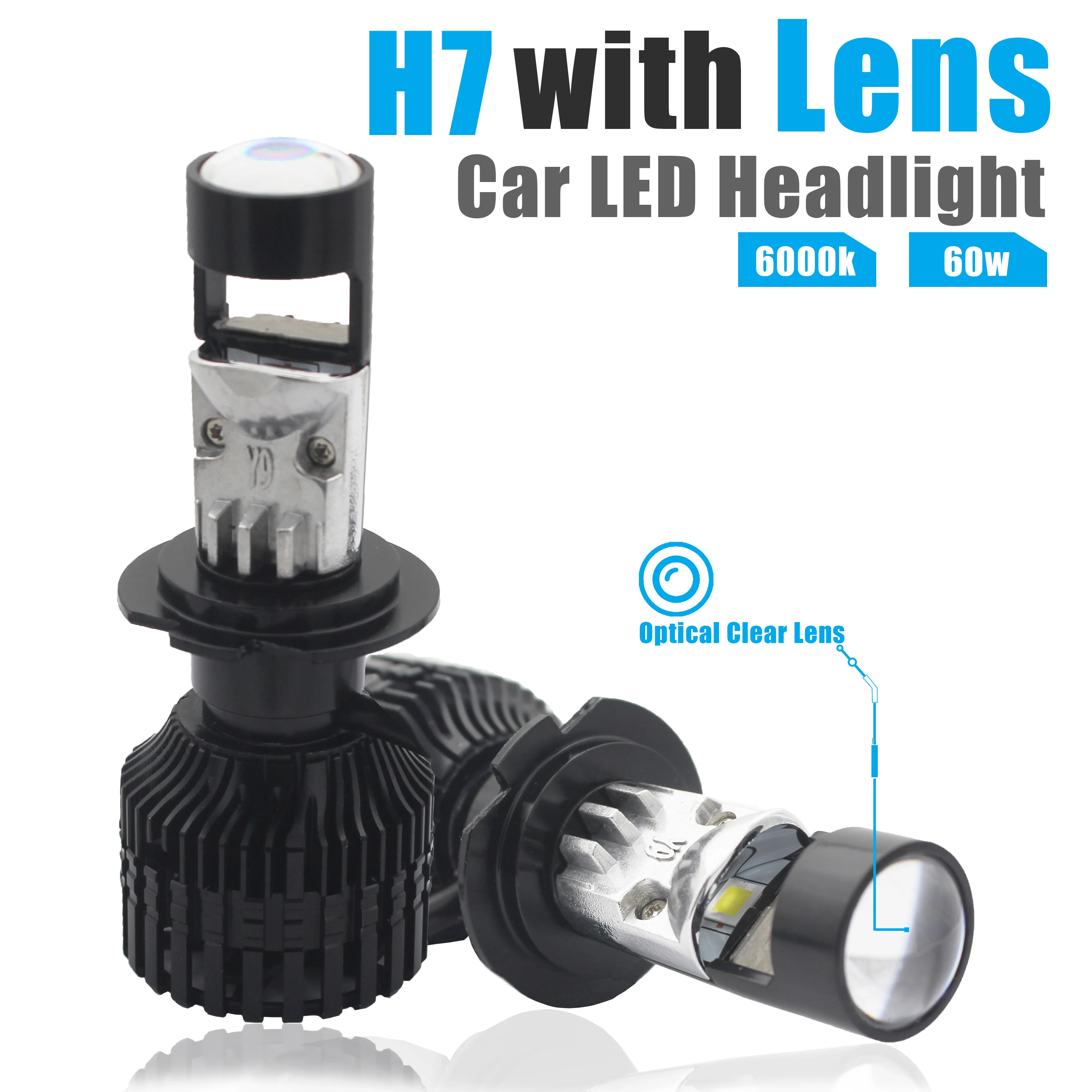 

VALESUN LED Car Headlight Bulb H7 with lens H8 H9 H11 6000k White 9005 HB3 9006 HB4 LED Headlamp For Car