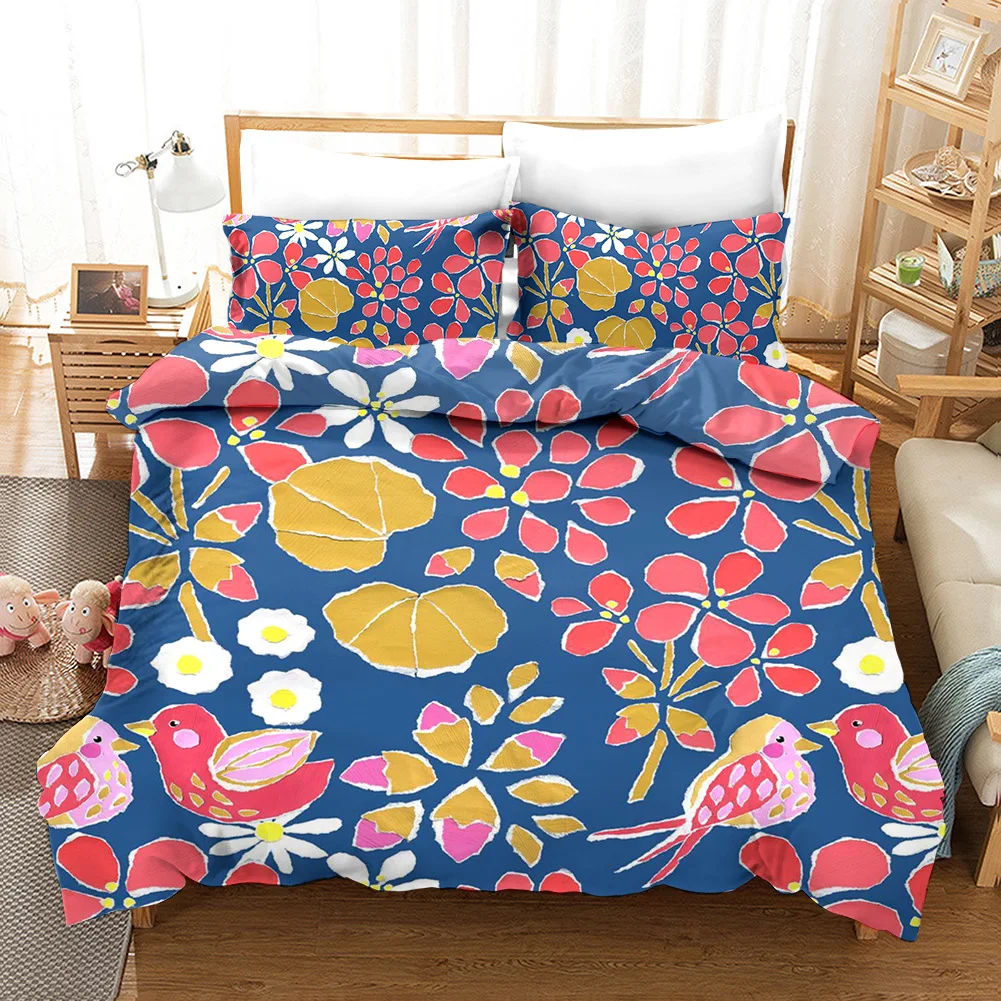 

Flower Butterfly Bedding Set Luxury Comforter Duvet Covers Pillowcases 3D Comforter Bedding Sets Bed Linen Colorful Home Textile