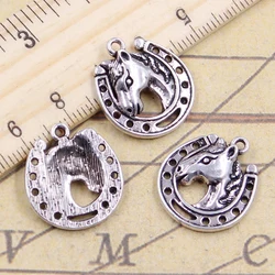 10pcs Charms Horse Steed Lucky Horseshoe 21x19mm Tibetan Silver Color Pendant Antique Jewelry Making DIY Handmade Craft Pendant