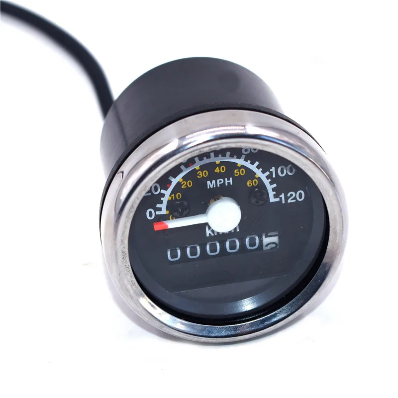 Universal 12V Motorcycle Speedometer Odometer Gauge 52mm KMH MPH  Black