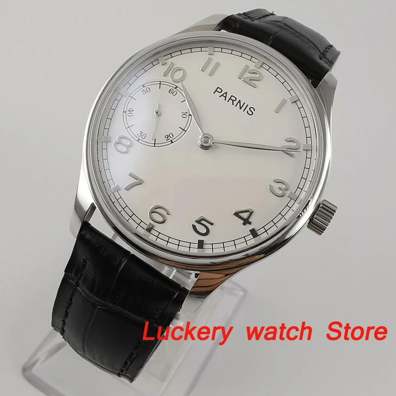 Parnis 44mm Manual mechanical watch 17 jewels 6497 hand winding movement