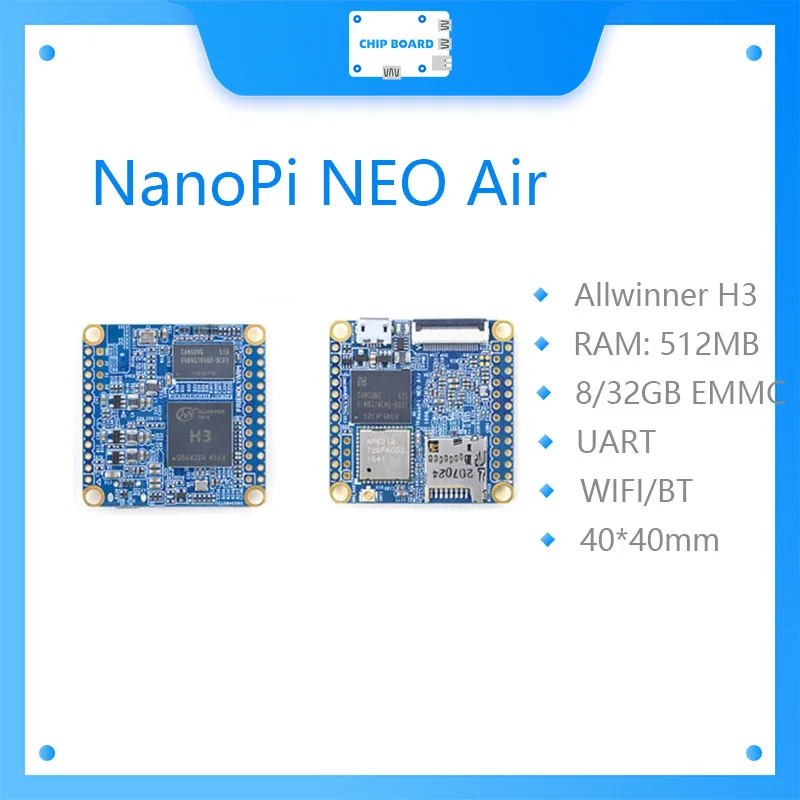 NanoPi NEO Air 512 mb RAM WIFI & Bluetooth, 8 gb/32 gb eMMC Allwinner H3 Quad-core Cortex-A7