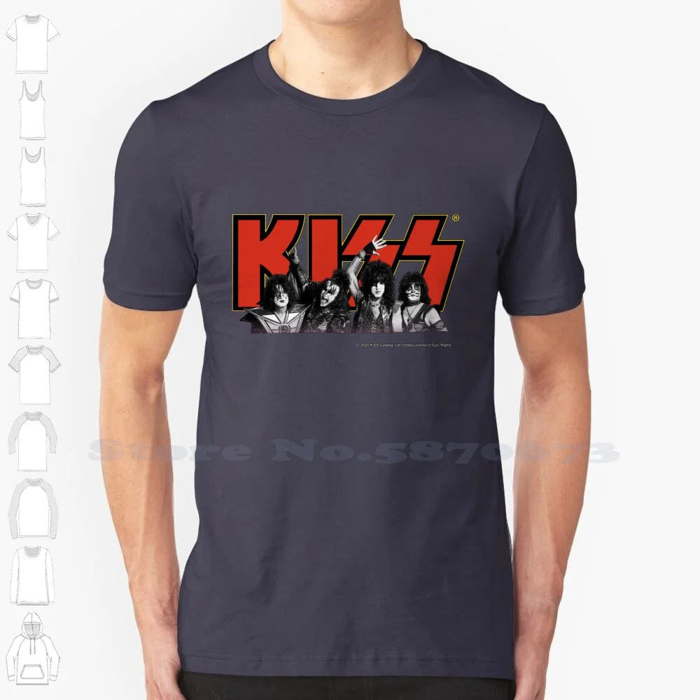 Kiss Band All Members-Red And Yellow 100% Cotton T-Shirt Kiss Fan Art Kiss Band Kiss Kiss The Band Kiss Fanart Vintage