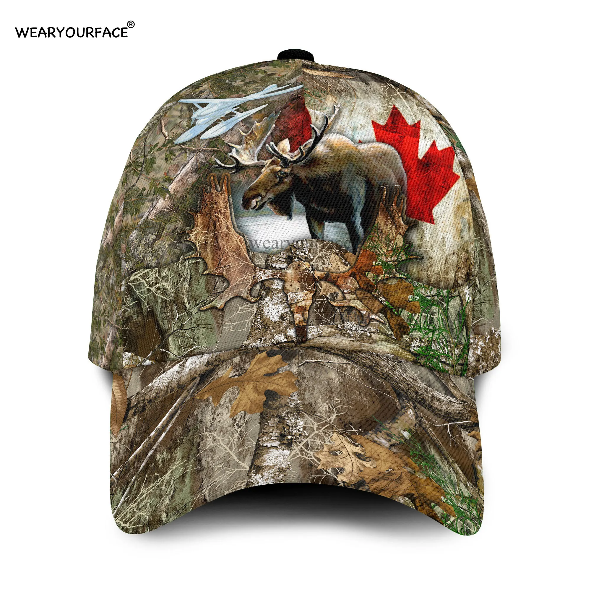 Moose Deer Hunting 3D All Over Printed Snapback Hat Men Women Adult Sports Headwear Outdoor Sun Visor Baseball Cap