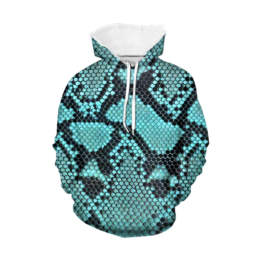 

Noisydesigns 2021 Men's Sweatshirts Drawstring Snake Pattern Full Sleeve Hooded Pullovers Autumn Winter Pocket Loose Hoodies