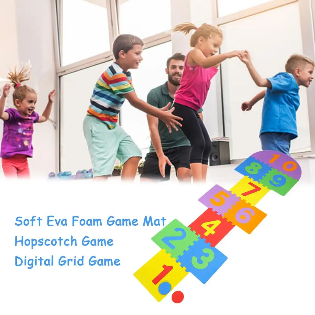 10Pcs Nummer Hopscotch Mat Speelkleed Zacht Schuim Tegels Puzzel Nummers Vloeren Pad Pathway Speelmat Floor Decals Voor Hop scotch Ga