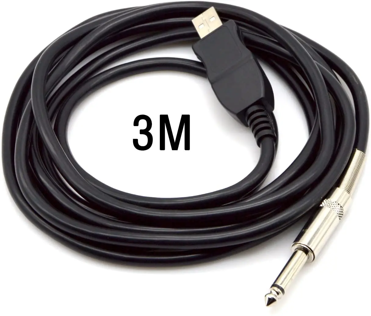 อินเทอร์เฟซ USB ชาย6.35มม.1/4 "Mono ชายกีตาร์ไฟฟ้าสาย,คอมพิวเตอร์ Audio Connector Adapter สำหรับเครื่องดนตรี