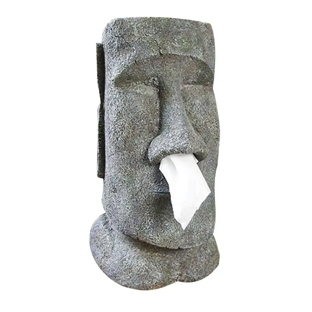 Creative Tissue Box MOAI Easter Island Stone Face Portrait Tissue Box Snot Type Container Holder Resin Tissue Box