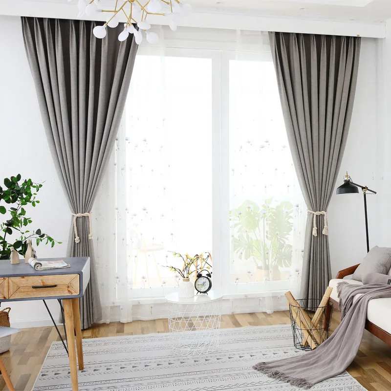 

New fashion thicken fabric window curtain living room high shading modern solid color kitchen curtains custom made