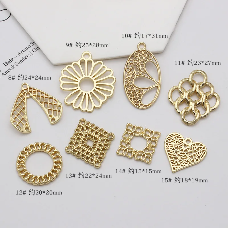 10pcs Matt Gold Color Pendant Charms Hollow Love Heart Waterdrop Round Pendants for Earrings Connectors for DIY Jewelry Making