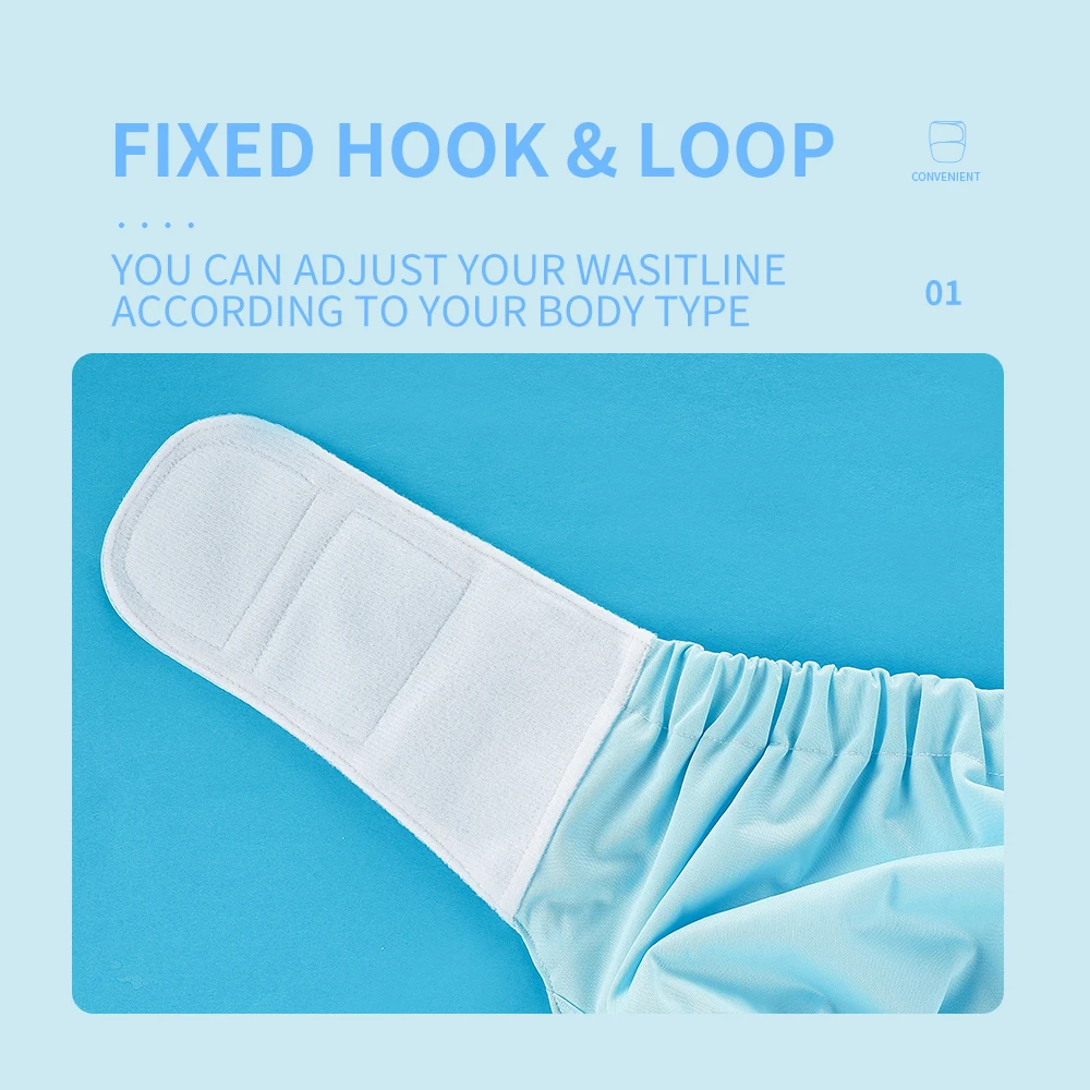 HappyFlute Oversized Waterproof Hook&Loop Cloth Diaper With Insert for Big Baby&Elderly