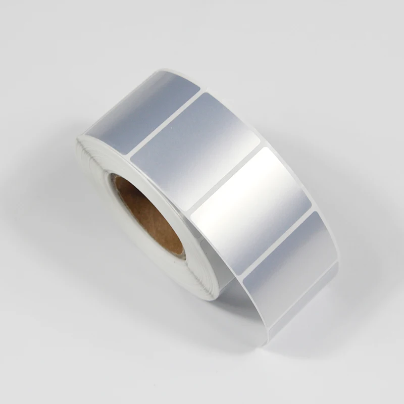 40*30mm,1000pcs/Roll Single Row Silver PET Barcode Paper Waterproof, Scratch, Oil, Friction And High Temperature Resistant