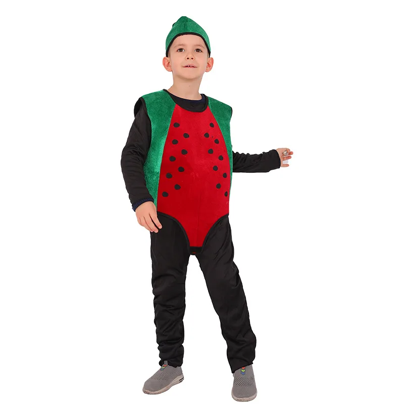 Nova criança bonito crianças melancia frutas cosplay trajes para meninos meninas macacões festa de halloween trajes desempenho palco