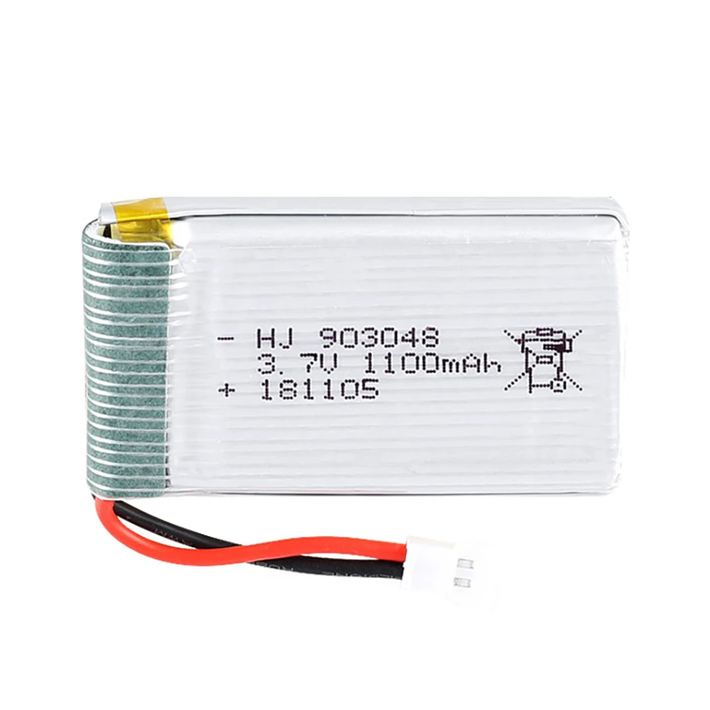 Bateria recarregável da bateria de 3.7v 1100mah 903048 lipo para as peças sobresselentes 2 pces do zangão de syma x5c x5sw m68 cheerson CX-30 h5c a 5 pces