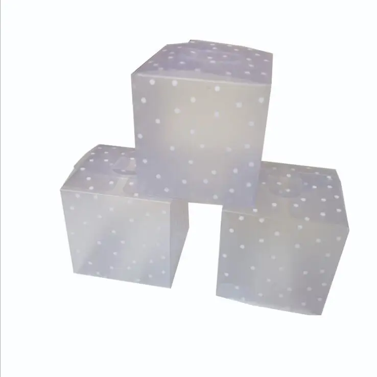 50Pcs/Lot Clear PVC Candy Packaging Box Square Transparent Cake Box dot DIY Plastic Packaging Gift Box Wedding Party Decorations