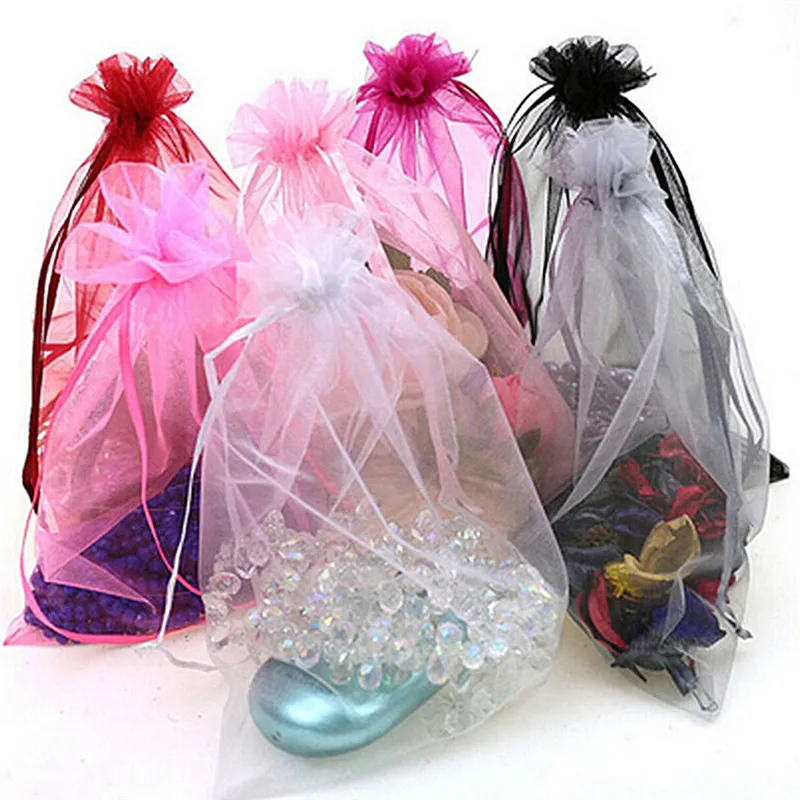 50pcs 7x9cm Organza bag Jewelry Tulle Drawstring Bag Jewelry Packaging Display Pouches Wedding Party Decoration Favors