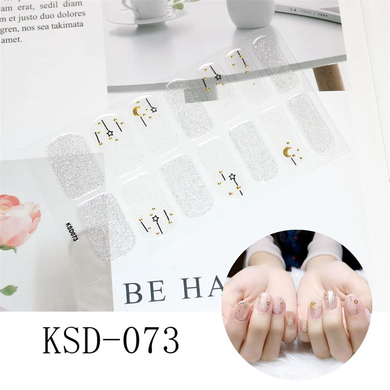 14 Stickers Three-Dimensional Stamping Nail Stickers Star And Moon Pattern Waterproof Self-Adhesive Nail Nail Salon For Women