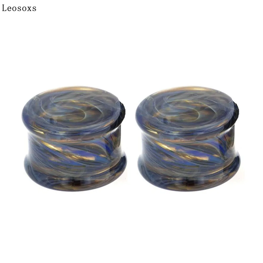 Leosoxs 2pcs Glass  Ear Plugs Gauges Earrings Women Men Ear Plug Flesh Tunnel Piercing Ear Expander Body Piercing Jewelry