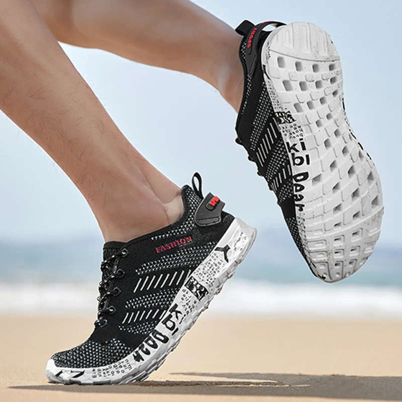 2023 Summer Mens Casual Aqua Shoes Origin Air Mesh Sneakers Fashion Foam Footwear Black Beach Sandal Water Fisherman Breathable