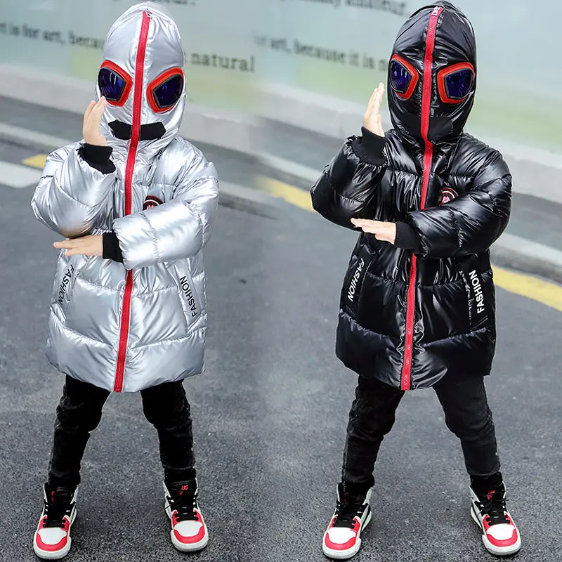 Brand Kids Boy Winter Jacket with Glasses in Hood Cool Snow Jacket Coat High Quality Children boys Snow Clothes 3-9 Years