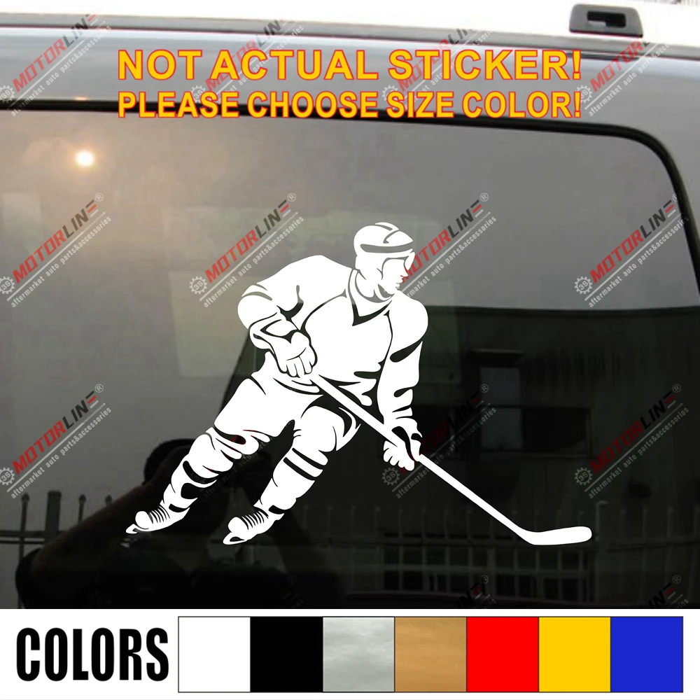 Hockey Player Decal Sticker Car Vinyl pick size color die cut no background