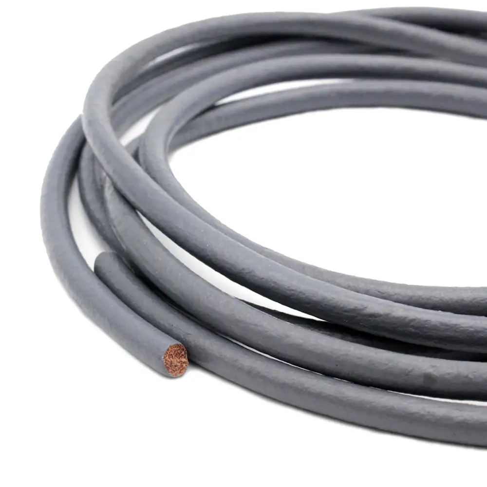 

AaaZee 5 Yards 3mm Diameter Round Real Cow Hide Gray Leather Cord for DIY Bracelet Jewelry, Color Coated Genuine Strap