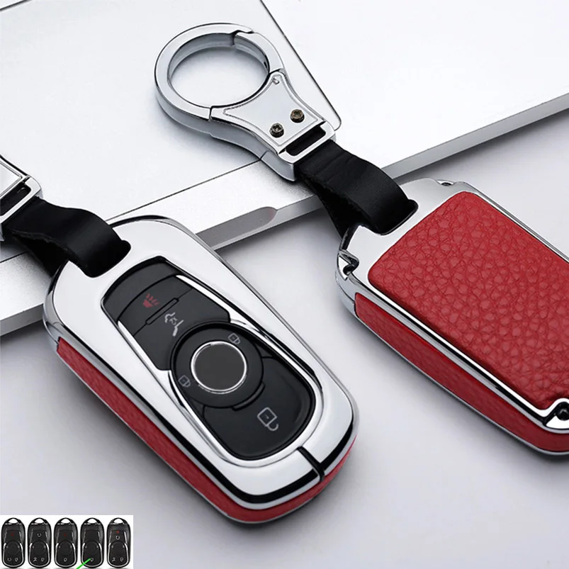 

Zinc Alloy Leather Smart Car Remote Key Fob Case Cover Holder Protector For Buick Chevy Enclave Encore GX Lacrosse Accessories