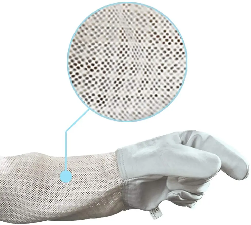 

Ultra Mesh Beekeepers Gloves Three-layer Net Ventilation Protect Your Hands Fully Ventilated Goatskin Beekeeping Gloves