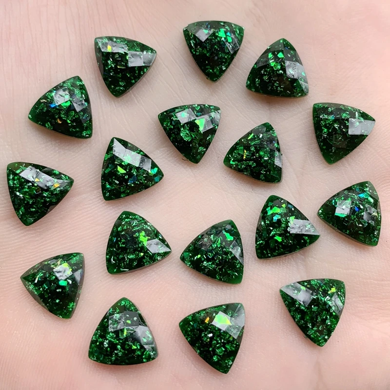 Dark Green Crystals Rhinestones 10mm Trim Flat Back Stones Resin Beads for DIY Wedding Dress Decoration 120pcs -Y251