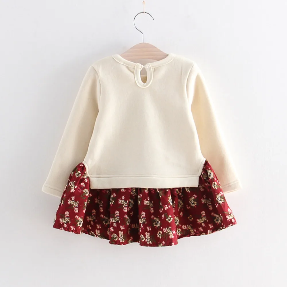 2-6 Y Children Girls Dress 2023 Spring Autumn Long Sleeve Kawaii Rabbit Flower Print Dress Baby Kids Girls Clothes Clothing