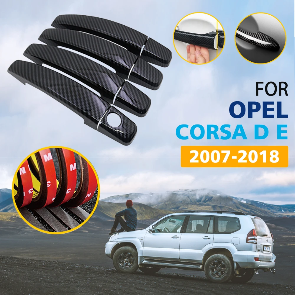 

Black Colour Carbon Fiber Door Handles Cover Trim Set for Opel Corsa D E 2007~2018 Vauxhall Car Accessories Stickers 2008 2009