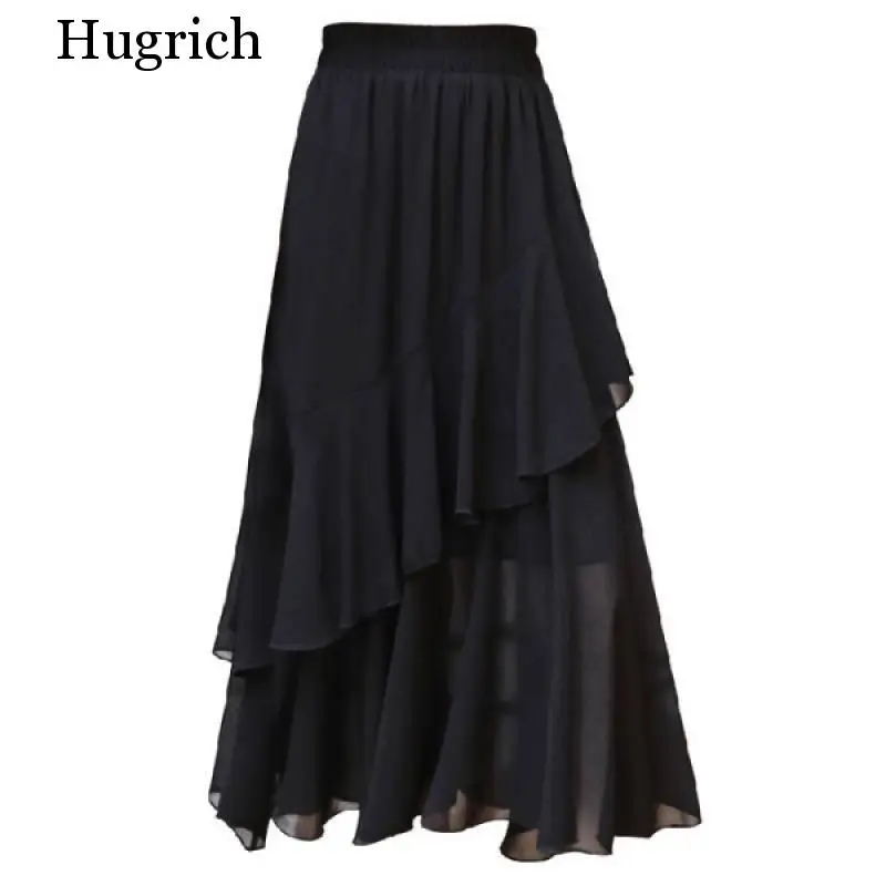 

Summer New Fashion Trend Chiffon Skirt Pleated Skirt Irregular Skirt Mid Length A-line Skirt 2020