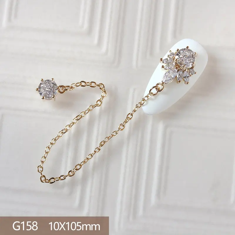 10pcs Luxury Bow Pearl Chain Butterfly 3D Alloy Nail Art Zircon Pearl Metal Manicure Nails Accessories DIY Decorations Charms