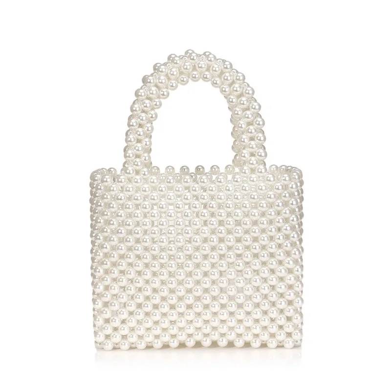 Handmade Pearl Bag Beaded Box Tote Women Party Retro Acrylic Plastic Tote Bag 2020 Summer Luxury Brand Dinner Bag Wholesale