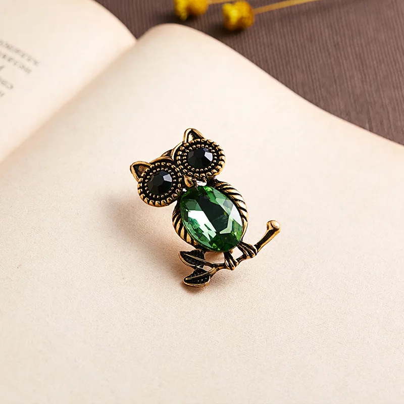 Rinhoo Vivid Cute Owl Brooches Pins For Women Men Enamel Bird Branch Fashion Coat Dress Lapel Pins Unisex Party Jewelry Gifts