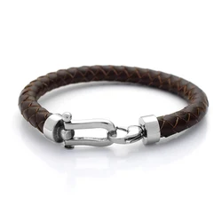 Men Wristband 8MM Genuine Braided Leather Bracelet Never Fade 316 Stainless steel Lobster Clasp Fashion Jewelry Gift