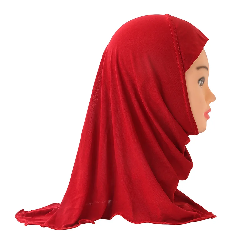 Amira Hijab Girls Kids Islamic Head Cover Wrap Muslim Headscarf Shawl Cap 2-6 Years Bandanas Turban Prayer Hat Stole Neck Cover