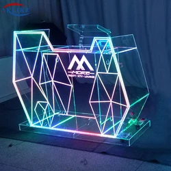 Led DJ Table Dj Booth Cool Bar Equipment Acrylic Luminous Dj Display Mixer Desk Disc Table Commercial Night Club Furniture